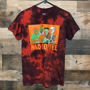 Rad Coffee T-Shirt Size Small Halloween Cemetery Spooky Skeleton